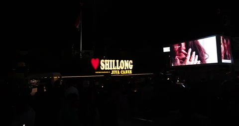 Shillong Centre Point comes alive at night with glowing city lights Video stock 335645166