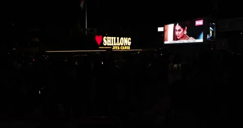 Shillong Centre Point comes alive at night with glowing city lights Video stock 335645206