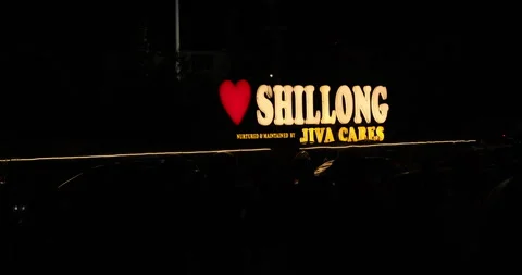 Shillong Centre Point comes alive at night with glowing city lights Stock Footage 335645318