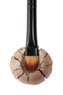 Shimmer eyeshadow with brush Stock Photos