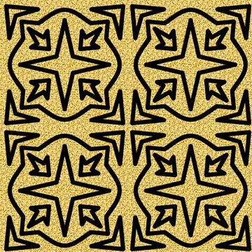 Shimmer gold seamless pattern in arabic style, black gold arabesque ornate pa Illustrazione stock