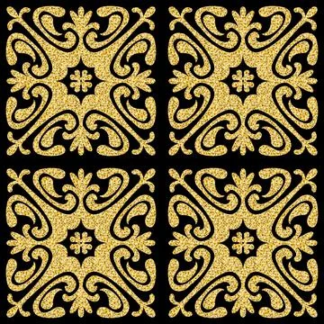 Shimmer gold seamless pattern in arabic style, arabesque ornate pattern for d Stock Illustration
