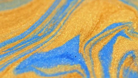 Shimmer paint sparkling texture yellow ink blue Stock Footage 278819309