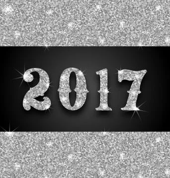 Shimmering Background with Silver Dust for Happy New Year 2017 Stock Illustration