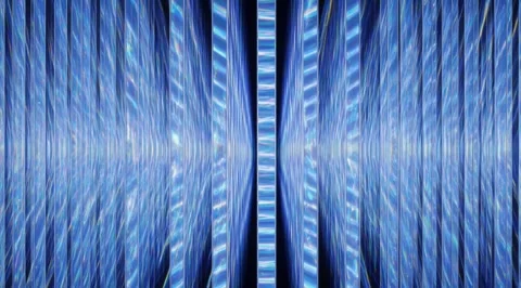 Shimmering blue prismatic light on vertical glass pillars Stock Footage 331450537