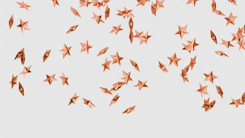 Shimmering Copper Stars Fall on Transparent Background, Festive Overlay Stock Footage 334012794