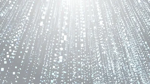Shimmering digital white particles fall in vertical streams on a light Stock Footage 314060359