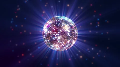 Shimmering disco ball reflects vibrant lights 3D 4K in an energetic dance Stock Footage 333901529