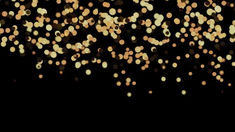 Shimmering gold confetti falling against dark space, with soft glowing boke.. Видео 342138985