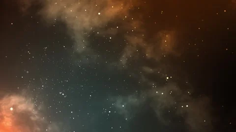 Shimmering golden particles drift through smoke and light on dark background Stock-Footage 333097276