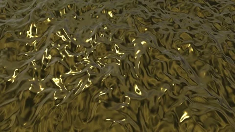 Shimmering golden surface with wavy patterns. Liquid gold material reflects 스톡 동영상 314466143