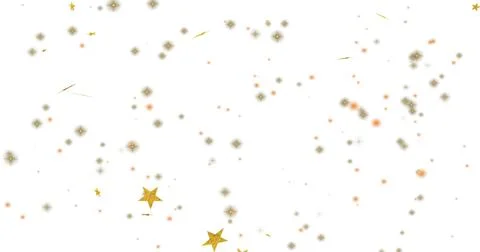 Shimmering group of three gold glitter stars on white canvas with gray bursts Stock Illustration