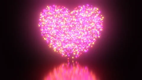 Shimmering Heart Shape of Digital Neon Glowing Particles Glimmering Stock-Footage 242513177