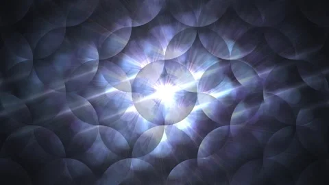 Shimmering light pulses through circular patterns Stockbeeldmateriaal 340528854