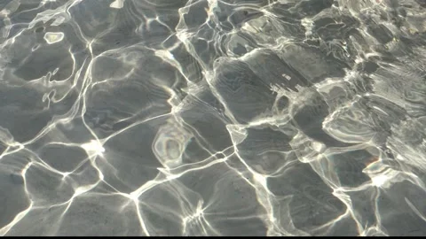 Shimmering light reflections in water, silver caustics loop Video stock 332553647