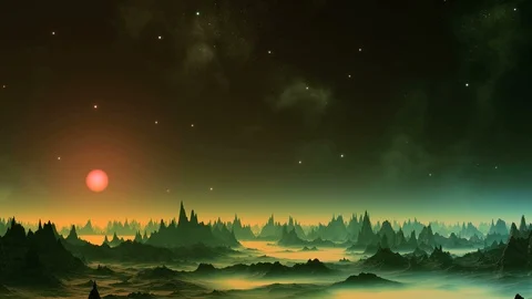 Shimmering Nebula in the Sky Alien Planet 스톡 동영상 93770329
