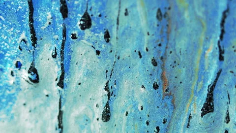Shimmering paint background blue black gold mix Stock Footage 265021667