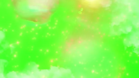 Shimmering particles and soft clouds on a vibrant green background with lens Vídeos de archivo 344713190
