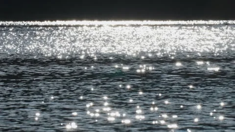 A shimmering pattern of fun flares on the rippled surface of the water. Stock Footage 258887868