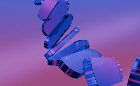 Shimmering purple and blue translucent geometric shapes ascend diagonally i.. Stock Illustration