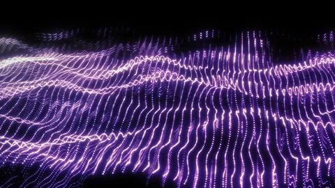 Shimmering purple particles create smooth flowing digital waves with a futuri 스톡 일러스트