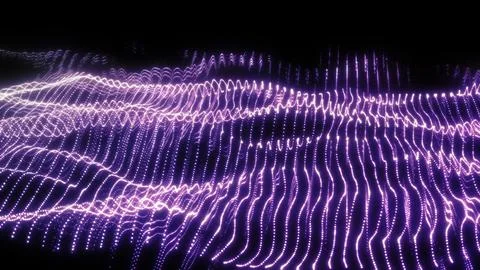 Shimmering purple particles create smooth flowing digital waves with a futuri Stockillustratie