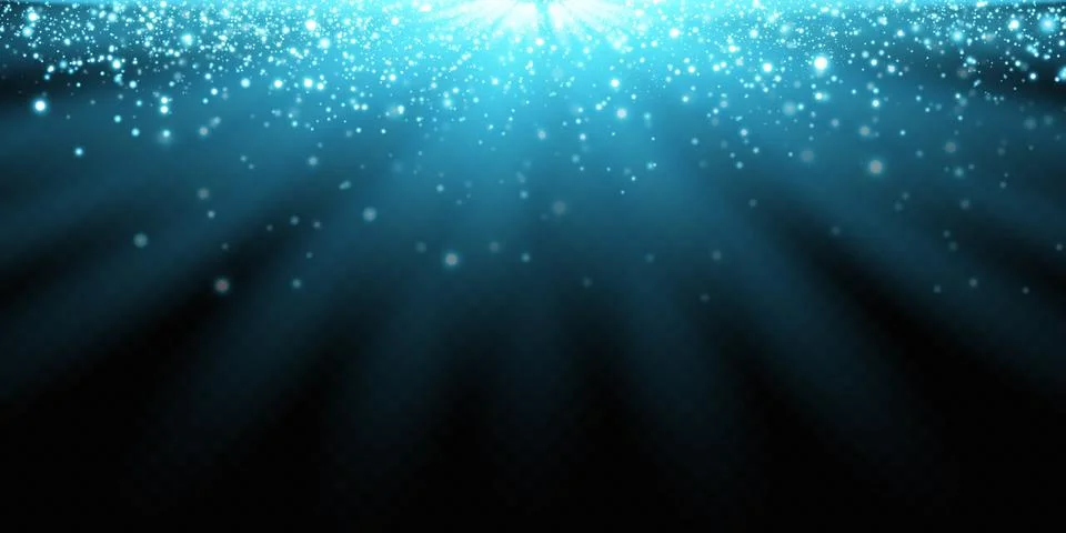 Shimmering Rays of Blue Light with Captivating Sparkles Set Against a Deep, Dark Stock-Illustration