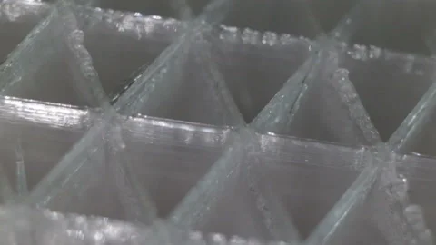 Shimmering, shining mesh 3D models extreme closeup. Triangular mesh, frame, stif Stock Footage 108576162