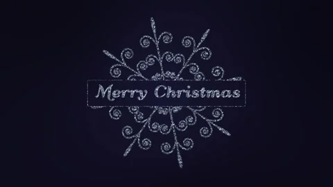 A shimmering silver snowflake made of particles on a dark blue background in the Stock Footage 320263117