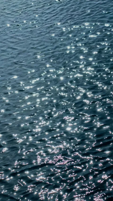 Shimmering Sunlight Reflections on Gently Rippling Water in Slow Motion Stock Footage 345902159