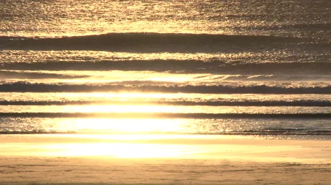 Shimmering Sunset Waves Stock Footage 44257121