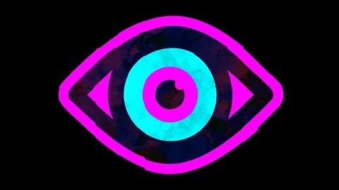 Shimmering vibrating open eye symbol, glitch effect animation loop 4K Stock Footage 89799959