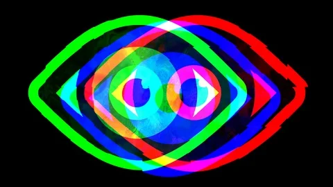 Shimmering vibrating open eye symbol, glitch effect animation lo Stock Footage 89802026