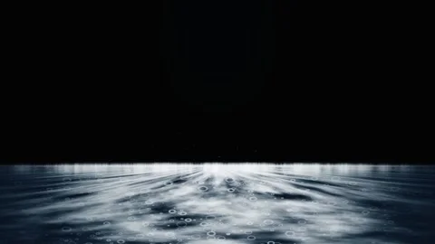 Shimmering white ripples on a dark liquid surface in perspective. 4K Stock Footage 345111721