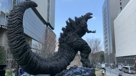 Shin Godzilla Statue, Hibiya Godzilla Sq... | Stock Video | Pond5