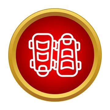 Shin guards vector line icon on red background Stock Illustration