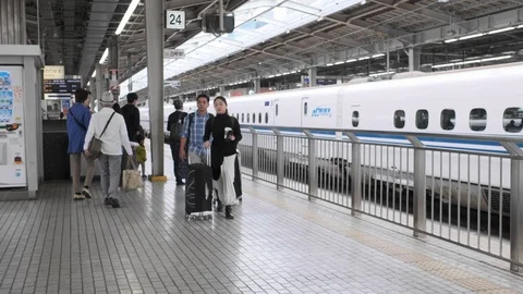 Shin Osaka Train Station Platform, Japan Stock Footage 107809254