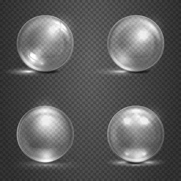 Shine 3D glass spheres, magic balls, crystal orbs vector set Stock Illustration