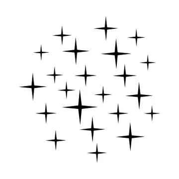 Shine background. Sparkles isolated on white. Black vector stars. Stock Illustration