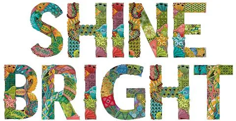 SHINE BRIGHT. Vector decorative zentangle object Illustrazione stock