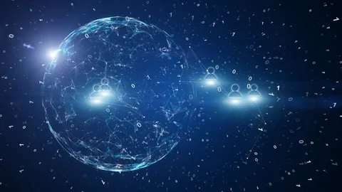 Shine digital data sphere with people icons loop animation Stock Footage 344146618