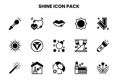 Shine DuoTone Bundle Icons Pack Stock Illustration