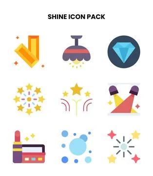 Shine Flat Graphics Icons Pack Stock Illustration