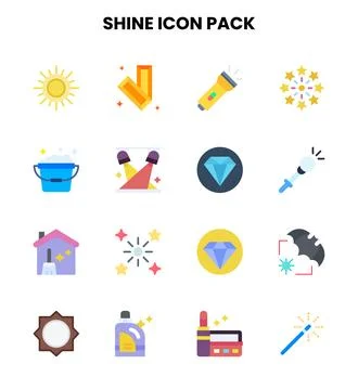 Shine Flat UI Icons Pack Stock Illustration