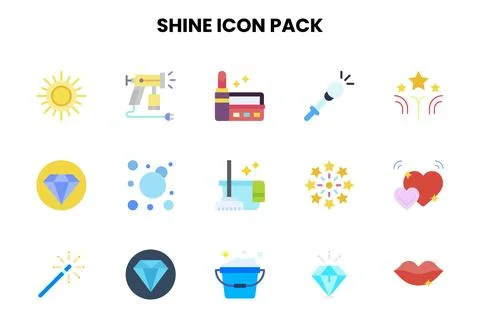 Shine Flat Vector Icons Pack Stock Illustration