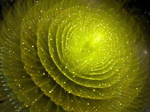 Shine Flower Background with Bokeh Effect   - Fractal Art Stock Illustration