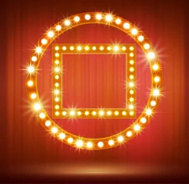 Shine Frame With Bulb Lamp And Stars For Your Design Stock Illustration