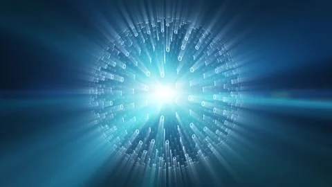 Shine glowing 3d binary code data sphere loop animation 库存影片 341154559