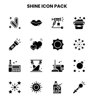 Shine Glyph Vector Icons Pack Stock Illustration