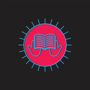 Shine hand open book thin line education logo vector Stock-Illustration